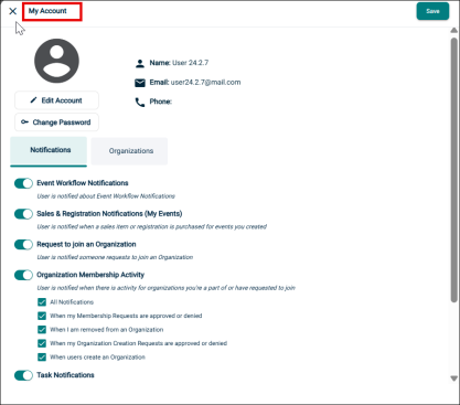 My account details page